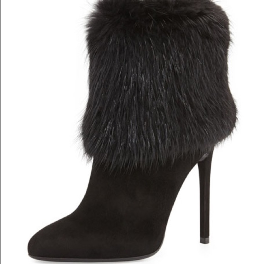 Authentic Prada Beaver Fur Trimmed Ankle Boot - US 6